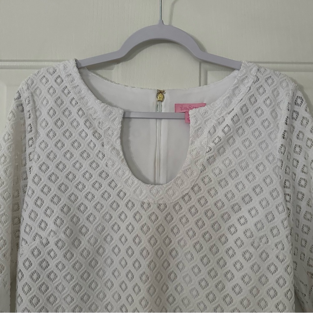 Lilly Pulitzer Mara Resort White Paradise Island Engineered Lace Dress Medium - Picture 3 of 14